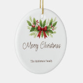 Elegant Holly & Red Bow Christmas -  Keramisch Ornament (Rechts)