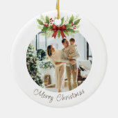 Elegant Holly & Red Bow Christmas - Keramisch Ornament (Achterkant)