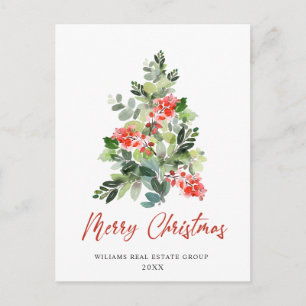 Elegant Holly Tree kerst Corporate Greeting Briefkaart