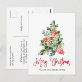 Elegant Holly Tree kerst Corporate Greeting Briefkaart (Voorkant / Achterkant)