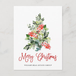 Elegant Holly Tree kerst Corporate Greeting Briefkaart