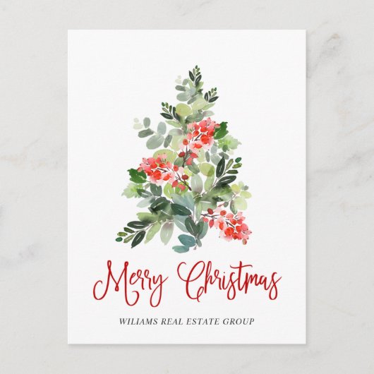 Elegant Holly Tree kerst Corporate Greeting Briefkaart (Voorkant)