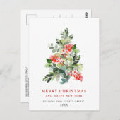 Elegant Holly Tree kerst Corporate Greeting Briefkaart (Voorkant / Achterkant)