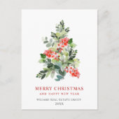 Elegant Holly Tree kerst Corporate Greeting Briefkaart (Voorkant)