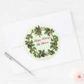 Elegant  Holly Wreath Kerst sticker (Envelop)