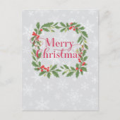 Elegant Holly Wreath Merry Christmas Feestdagenkaart (Voorkant)