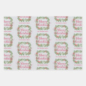 Elegant Holly Wreath Merry Christmas Inpakpapier Vel (Voorkant 2)