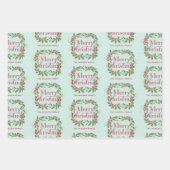 Elegant Holly Wreath Merry Christmas Inpakpapier Vel (Voorkant 3)