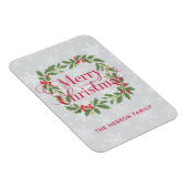 Elegant Holly Wreath Merry Christmas  Magneet (Rechterzijde)