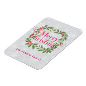 Elegant Holly Wreath Merry Christmas  Magneet (Linkerzijde)