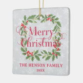 Elegant Holly Wreath Merry Christmas Photo Keramisch Ornament (Links)