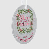 Elegant Holly Wreath Merry Christmas Photo Ornament (voorkant)