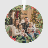 Elegant Holly Wreath Merry Christmas Photo Ornament (achterkant)