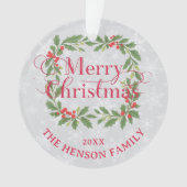 Elegant Holly Wreath Merry Christmas Photo Ornament (voorkant)