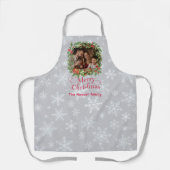 Elegant Holly Wreath Merry Christmas Photo Schort (Voorkant)