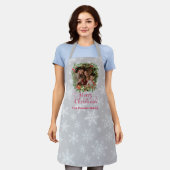 Elegant Holly Wreath Merry Christmas Photo Schort (Gedragen)