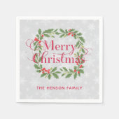 Elegant Holly Wreath Merry Christmas Servet (Voorkant)