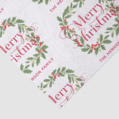 Elegant Holly Wreath Merry Christmas Tissuepapier (Detail)