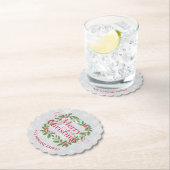 Elegant Holly Wreath Snowflakes Merry Christmas Kartonnen Onderzetters (Insitu)