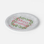Elegant Holly Wreath Snowflakes Merry Christmas Papieren Bordje (Gekanteld)