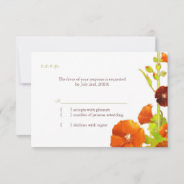 Elegant Hollyhock Blooms Wedding RSVP