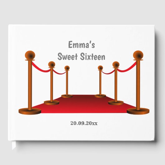 Elegant Hollywood Red Carpet 16th Any Age Birthday Gastenboek (Voorkant)