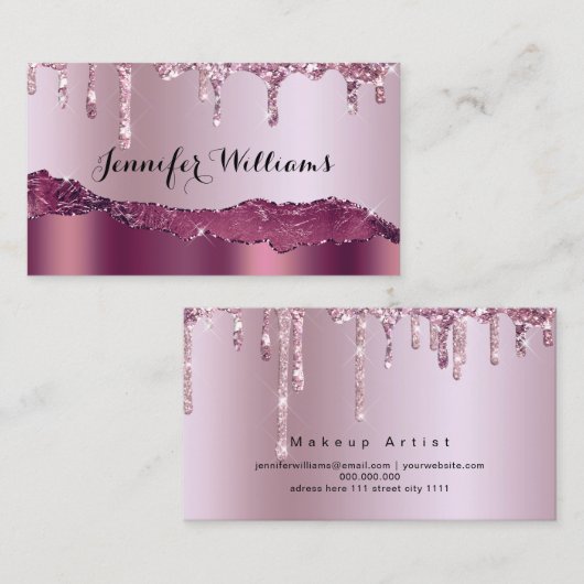 Elegant holografiet Glitter druist Agate Marble Visitekaartje (Voorkant / Achterkant)