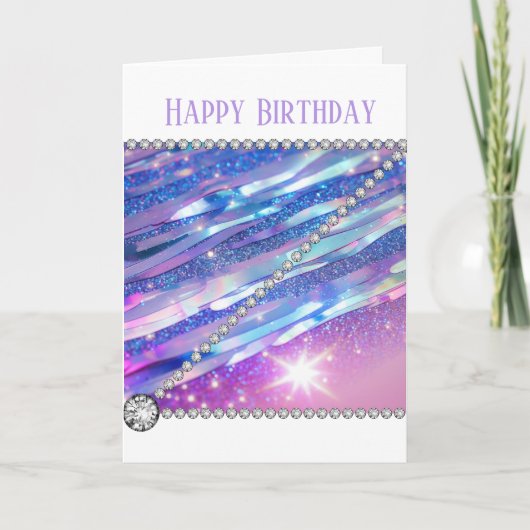 Elegant holografisch en diamant Wenskaart Aankondiging (Voorkant)