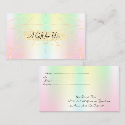 Elegant Holografisch Geometrisch, Stripes Kortingskaartje (Voorkant / Achterkant)
