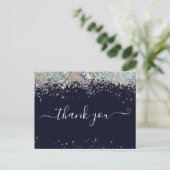 Elegant holografisch glitter blauw Hartelijk dank Briefkaart (Staand voorkant)