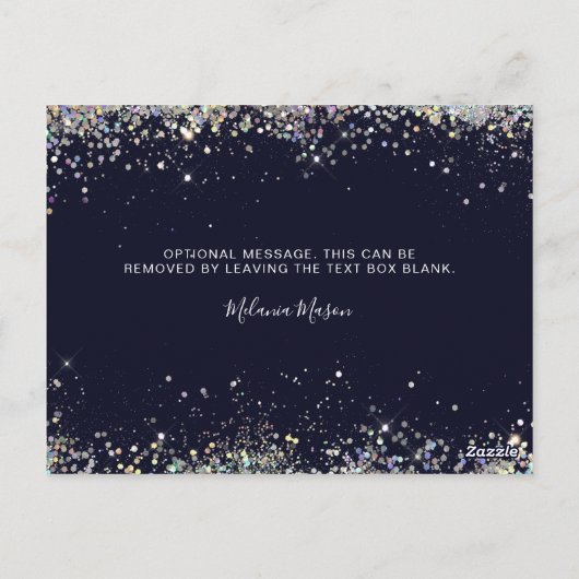 Elegant holografisch glitter blauw Hartelijk dank Briefkaart (Achterkant)