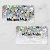 Elegant holografisch glitter Makeup artiest uniek Visitekaartje (Voorkant / Achterkant)