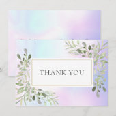 Elegant Holografisch Groen Blad Bedankt (Voorkant / Achterkant)