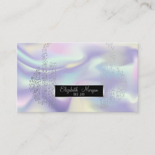 Elegant holografisch, hoofdtelefoon van Muzieknote Visitekaartje (Voorkant)