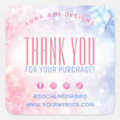 Elegant Holografisch Iriserend Dank u Orde Vierkante Sticker (Voorkant)