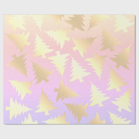 Elegant holografisch kerstboompatroon cadeaupapier (Vlak)