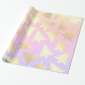 Elegant holografisch kerstboompatroon cadeaupapier (Uitgerold)