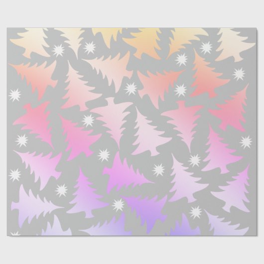 Elegant holografisch kerstboompatroon cadeaupapier (Vlak)