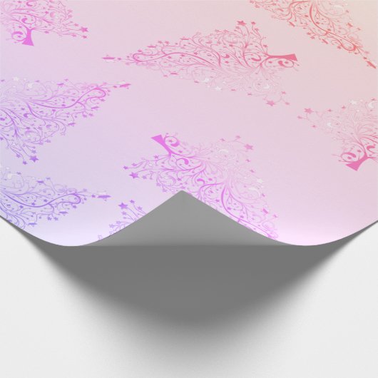  elegant holografisch kerstboompatroon cadeaupapier (Hoek)