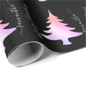 Elegant holografisch kerstboompatroon cadeaupapier (Rol Hoek)