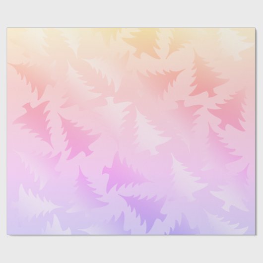 Elegant holografisch kerstboompatroon cadeaupapier (Vlak)