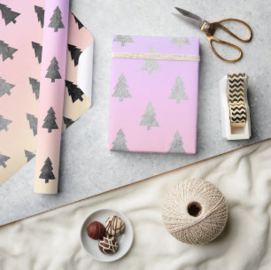 Elegant holografisch kerstboompatroon cadeaupapier