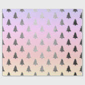 Elegant holografisch kerstboompatroon cadeaupapier (Vlak)