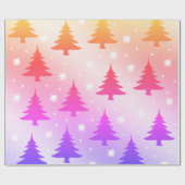 Elegant holografisch kerstboompatroon cadeaupapier (Vlak)