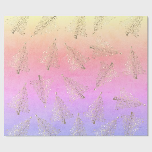  elegant holografisch kerstboompatroon cadeaupapier (Vlak)