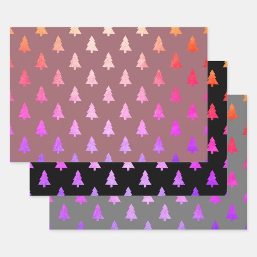 Elegant holografisch kerstboompatroon inpakpapier vel (Set)