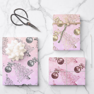 Elegant holografisch kerstpatroon inpakpapier vel