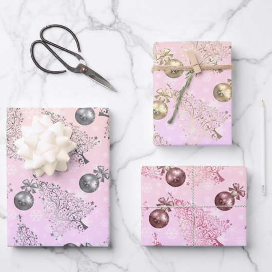 Elegant holografisch kerstpatroon inpakpapier vel (Voorkant)