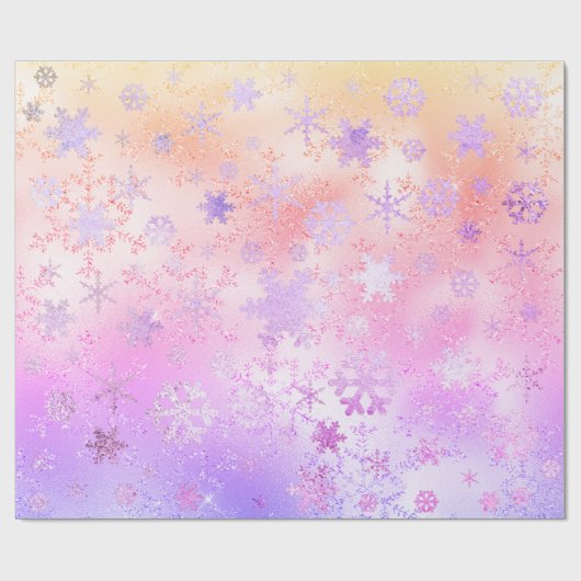 Elegant Holografisch kerstsnowflake-patroon Cadeaupapier (Vlak)