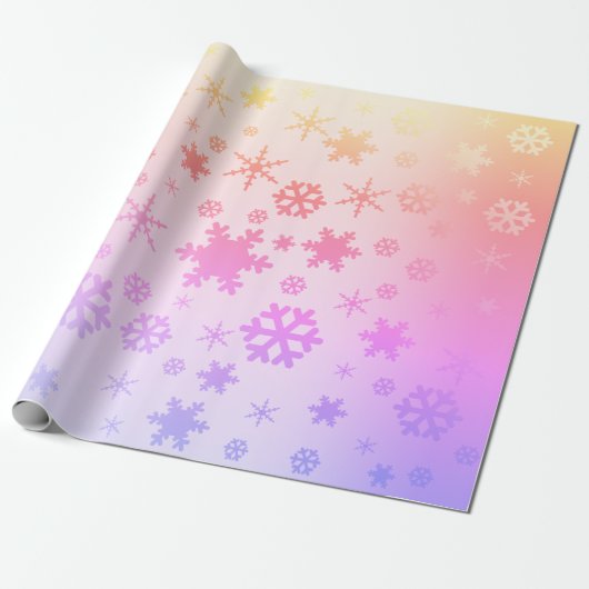 Elegant Holografisch kerstsnowflake-patroon Cadeaupapier (Uitgerold)